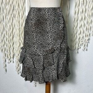 Nanette Lepore Ruffle Trim Leopard Skirt Size 2
